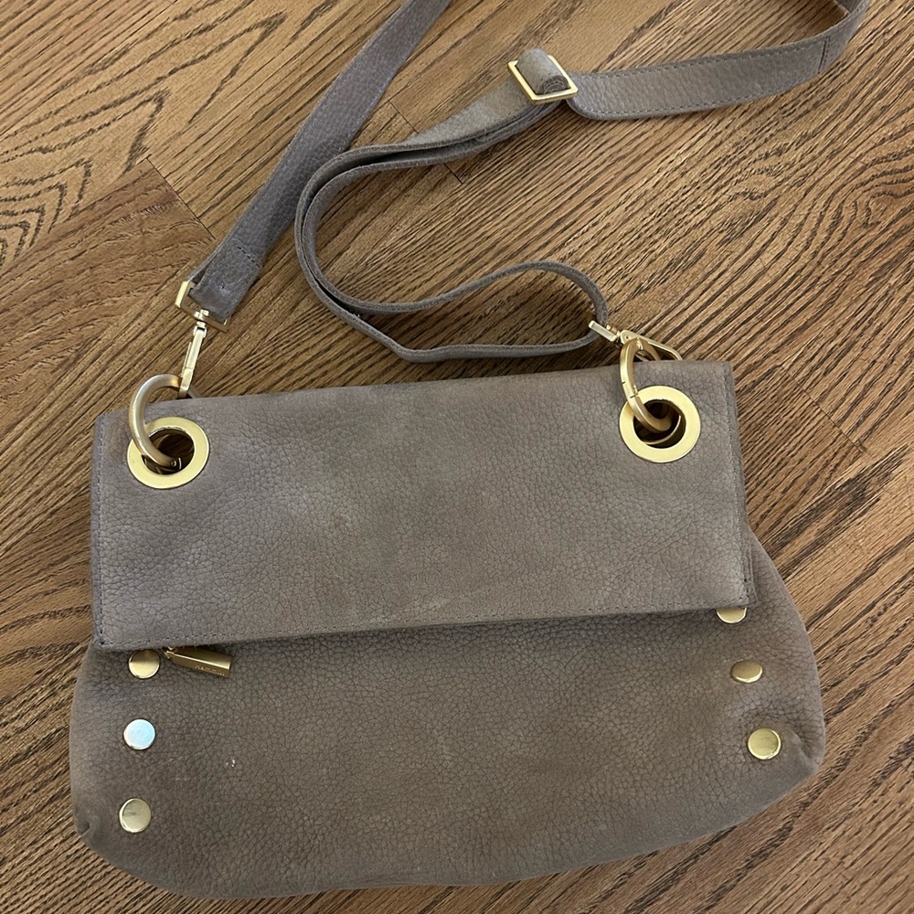 Hammitt VIP Montana Taupe Crossbody Bag with Gold Accents